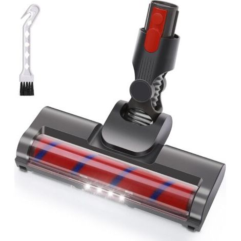 Brosse compatible avec V7 V8 V10 V11 V15, tête de rechange pour brosse à turbine pour sol compatible avec aspirateur avec 4 lumières LED, rouleau souple pour tapis et sols durs
