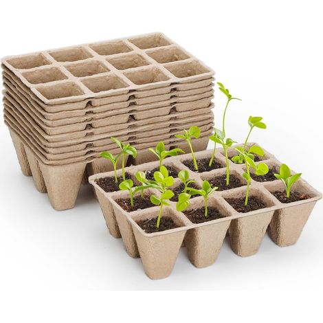 10 x Seed Starter Trays 120 Cell Biodegradable Peat Pots for Seedling (1/5)