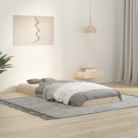 Cadre de lit sans matelas 75x190 cm bois de pin massif (1/5)