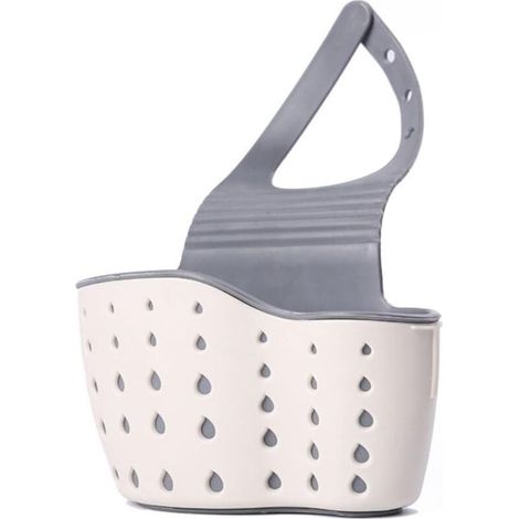 YMYNY Étagère d'évier de cuisine à suspendre, panier de rangement pour éponges, support de robinet d'évier réglable (beige) (1/4)
