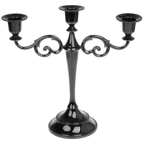 Bougeoir à 3 bras en métal argenté/doré/noir/bronze - Décoration pour mariage et maison (1/5)