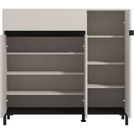 Scarpiera Orotelli, Mobile Portascarpe un Cassetto, 6 Ripiani, 3 Ante, 118.5x40x109.5h cm Beige