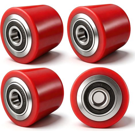 4 Pack Roues de Transpalette Polyuréthane 80 x 70mm, Axe 20mm Roues Avec Roulements à Billes pour Camions de Transport Pièces Détachées Industrielles Capacité 750kg (1/5)