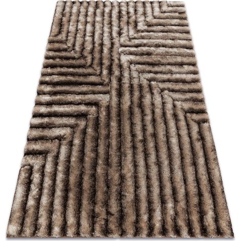 Modern Teppich FLIM 010-B7 shaggy, Labirynth - Strukturell braun brown 120x160 cm