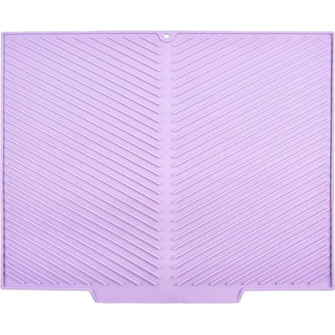 Alfombrilla para secar platos, material de silicona, diseño antideslizante, color morado (a), 37 x 26 cm (b). (1/2)