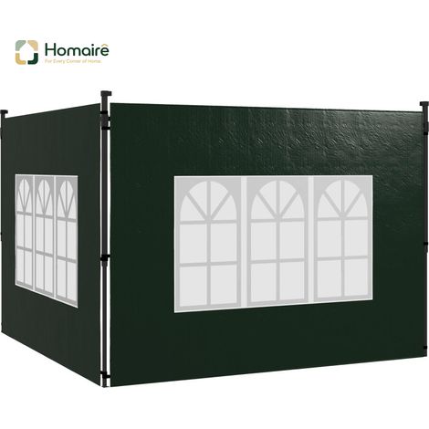 HOMAIRE 2e Set de parois latérales pour pavillon 3x3 et 3x6, imperméables avec fenêtres, vert foncé