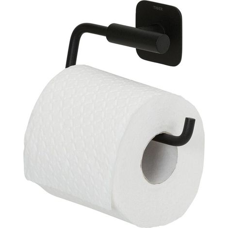 Schwarzer Toilettenpapierhalter mit Kragen ohne Klappe (1/4)