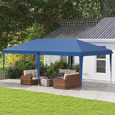 Tente Pliante Niveaux Sac Transport Anti-uv Hauteur Réglable Cadre Sport Entraînement Acier Bleu 6x3m