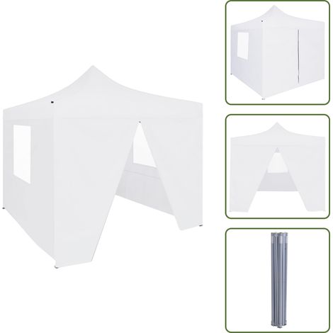 The Living Store Tente de réception pliable avec 4 parois 3x3 m Acier Blanc - Tente extérieure (1/5)