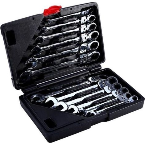 8-19mm Metric Combination Ratchet Wrench - 12PCS Reversible Wrench Combination Tool (1/4)