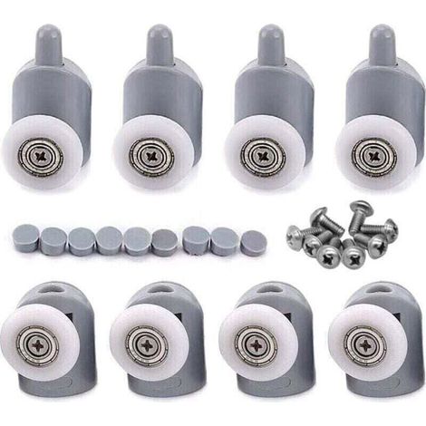 8 Roulettes Porte Douche Coulissante 23 mm Galet 4 Supérieures 4 Inférieures Salle de Bain (1/4)