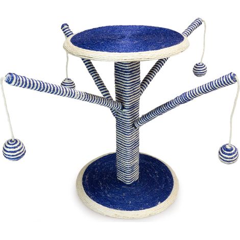 Arbre à Chat Blanc et Bleu pour Chats - Dimensions : 54 x 66 x 43 cm - Grattoir Moyen - Arbre à Chat Vertical - Accessoires pour Chats - Aiguiseur d'ongles (1/5)