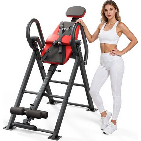 Table d'Inversion Charge 136 kg, Banc d'Inversion Pliable et Angle Réglable, Décompression pour Cou Dos Gym Domicile, Appareil d'Étirement de Dos avec Protections Multiples, en Acier au Carbone (1/5)