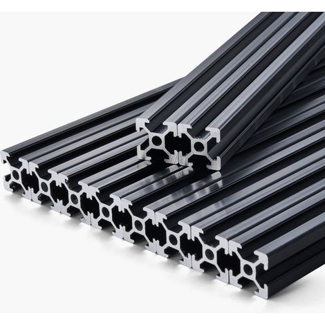 Profil aluminium T Slot 2020 de 10PCS 394in anodisé pour imprimante 3D CNC et gravure laser, rail robuste, noir (1/5)