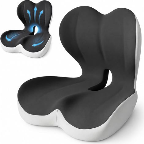 Coussin D'assise Orthopédique avec Mousse à Mémoire de Forme (Gris Plus Blanc) (1/5)