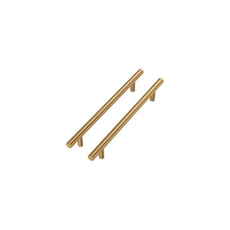 5 pcs Poignee Meuble Dorée Poignée Dorée Laiton Brossé Poignée Placard Cuisine Doree en Acier Inoxydable Entraxe 160mm Vis de fixation incluses（425） (1/4)