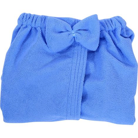 Serviette De Bain En Microfibre Pour Femme Avec Poche Et Nœud - Peignoir De Douche Absorbant Léger Pour Spa Et Sauna - Bleu (1/5)