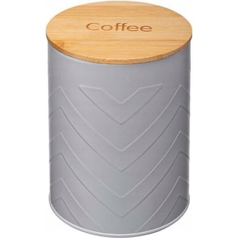 Contenitore in metallo per caffè GOMERO, coperchio in bambù grigio opaco, 1 pz. (1/2)