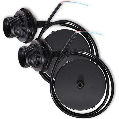 Câble Électrique - Douille E27 - Monture Suspension Plafond - Noir - 2 Pièces (1/5)