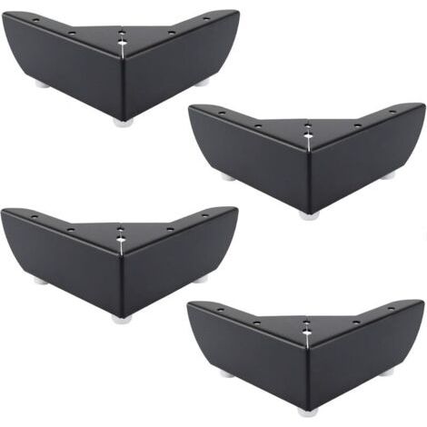 FENOPLASTICALot de 4 Pieds DIY de Meubles de Cuisine 50mm Jambes pour Table Basse Armoires Lit Canapé Forte Pied de Chaise Bureau en Métal Noir Silencieuse Antidérapante (1/4)