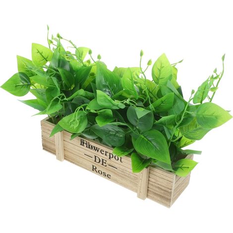 Fleur Artificielle centres de Table de Verdure Plantes d'extérieur artificielles Vrai bonsaï Vert Bonsai Artificiel décoration Cuisine décor de maisonnette bonsaï pothos doré Bois (1/5)