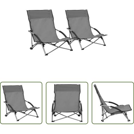 Strandstühle - Klappbare Strandstühle 2 Stk. Grau Stoff (1/5)