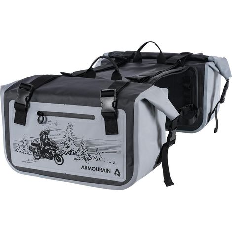 Motorrad Seitentaschen 50L (2x25L) wasserdicht Grau Satteltaschen für Motorradzubehör (1/5)