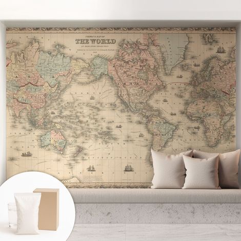 Carta Da Parati - Non Tessuto - Con Colla Inclusa - Per Interni - Ecologica - Con Ingresso - Soggiorno Mappa storica 208x146 cm (1/5)