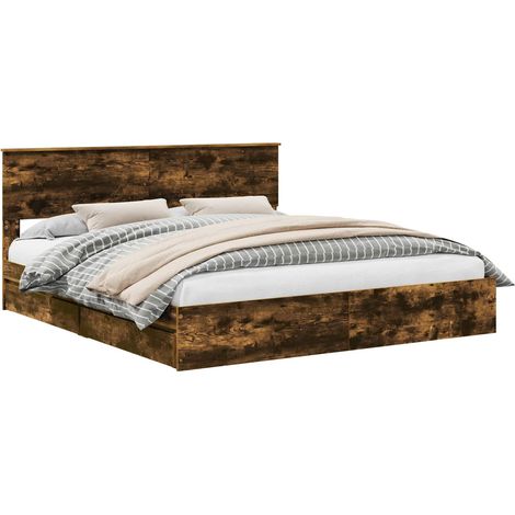 Maison Exclusive - Aufbewahrungsbett Geräucherte Eiche 180 x 200