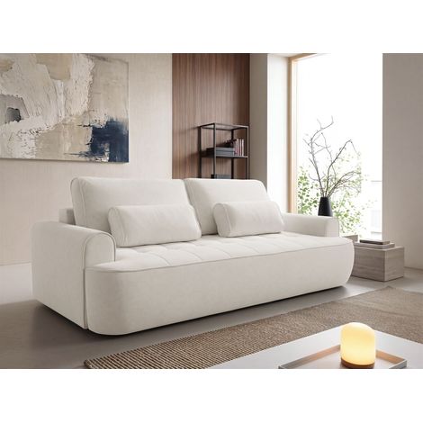 Sofa 3-Sitzer mit Schlaffunktion HUNTER in Stoff Cloud Hellbeige (1/5)