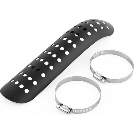 Bouclier Thermique de Moto, Pare Chaleur Cache de Silencieux D'échappement De Moto Housse Heel Cache d'Isolation Thermique du Tuyau d'Echappement pour Moto(Black) (1/5)