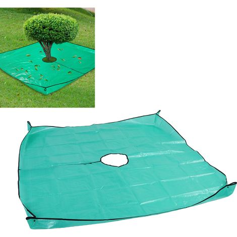 Bâche de taille jardin 200 x 200 cm – Imperméable en PE, ouverture centrale 30 cm, 4 attaches aux coins, pour ramassage feuilles, fruits et débris de taille (1/5)