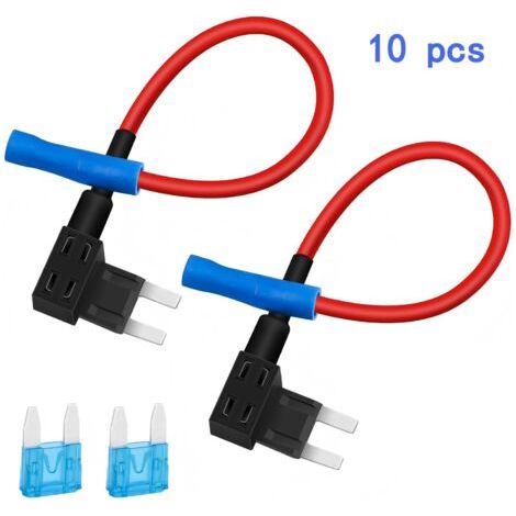 Lot de 10 fusibles avec adaptateur de circuit - Porte-fusible à double fente avec fusible de voiture - Pour voiture, camion, bateau (1/5)