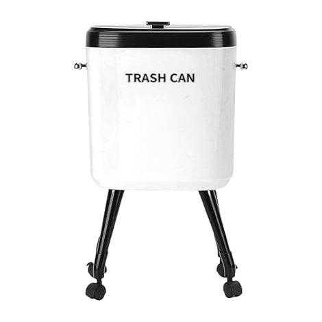 Poubelle de Cuisine avec Pieds à Roulettes, capacité de 15 L, Couvercle Coulissant, Grande et étroite, pour Chambre à Coucher, Salle de Bain, Salon (Blanc crème) (1/5)
