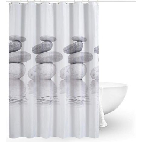 Rideau de salle de bain imperméable blanc avec crochet