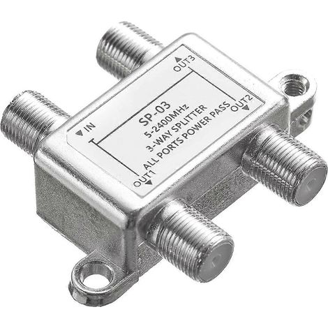 Répartiteur coaxial 3 voies, 5–2400 MHz, compatible avec la télévision par câble, les décodeurs, la télévision par satellite, les systèmes d'antenne, l'internet haut débit et les réseaux MoCA - JBMEDI (1/4)