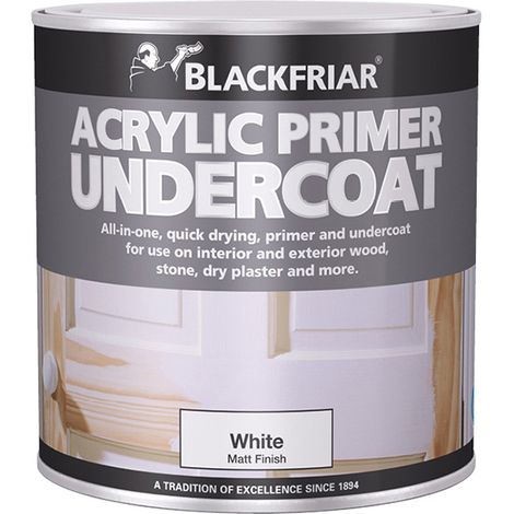 Blackfriar BF0380001D1 Quick Drying Acrylic Primer Undercoat White 1 litre BKFWAP1L (1/2)