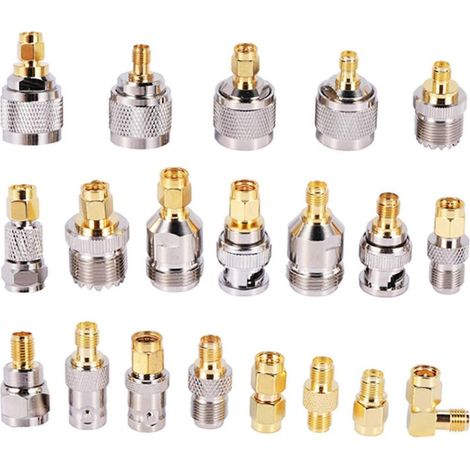 Kit d'adaptateurs RF UHF SMA vers SMA BNC NF, 20 types, SMA femelle vers F mâle, SMA femelle vers F femelle. (1/5)