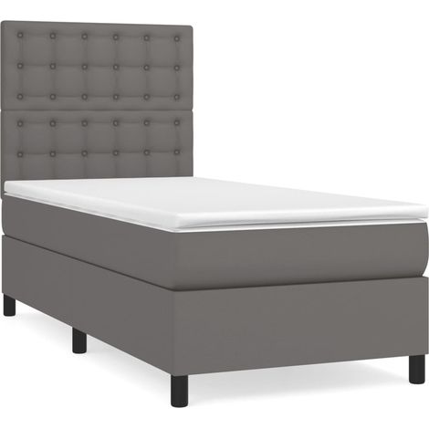 Maison Exclusive - Cama box spring con colchón cuero sintético gr (1/5)