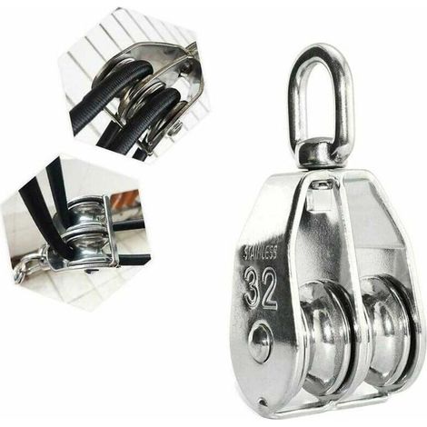 Bloc poulie double inox M32 Lourd Pour usineconstructionminire couleurs multiples Largeight (1/4)