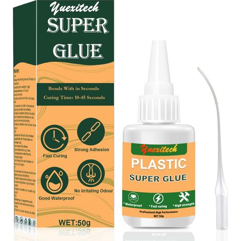 Colle Plastique Extra Forte 50g, Super Glue Pour Le Plastique, Colle Maquette Transparente Forte Pour Le Plastique, Résistante à L'eau Et Pour Le Plastique, L'acrylique、le Pvc, Etc (1/5)