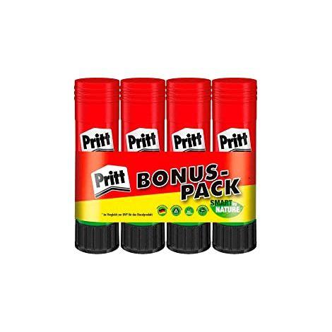 Pritt Barra Adhesiva, pegamento infantil seguro para niños para hacer manualidades, cola universal de adhesión fuerte para estuche escolar y oficina, 4x22 g Pritt Stick