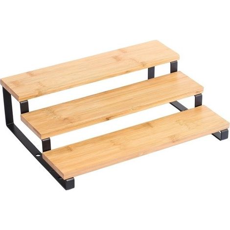 Etagère à épices 3 niveaux Design industriel Bambou & Acier ELIE Noir mat MSV (1/4)