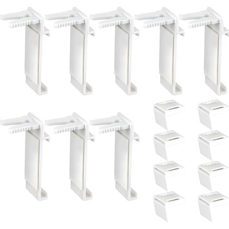 Fixation Store sans Percage pour Fenêtre PVC et Bois Support de Serrage Réglable pour Store Enrouleur Jour Nuit et Occultant Accroche Rideau Adhésif Accessoires Blancs en Bois (1/5)