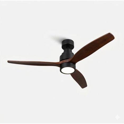 Mellerware - Ventilatore da soffitto con luce LED 24W - Motore DC silenzioso 40W - 3 pale in legno naturale - 6 velocità - Funzione estate/inverno - Telecomando
