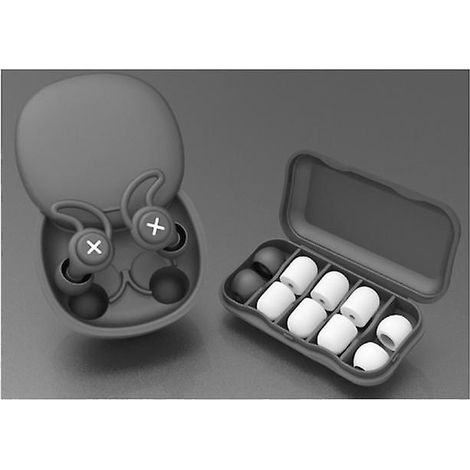 Bouchons d'oreilles noirs pour le sommeil avec embouts en silicone et éponges de rechange pour la protection auditive (1/5)