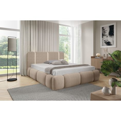 Polsterbett Schlafzimmerbett SPRINGS Komplettset 160x200cm in Stoff Lambi Latte
