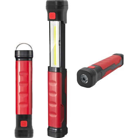 Lampe de travail LED 2 en 1 rechargeable, 2000mAh Lampe d’inspection COB, base magnétique et crochet pour garage et atelier (1/5)