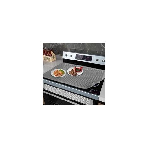 Housse de table Induction 71 x 51 cm, protection couvercle pour plaque de cuisson en silicone pour cuisinière électrique, gris tapis pour plaque à induction (1/5)