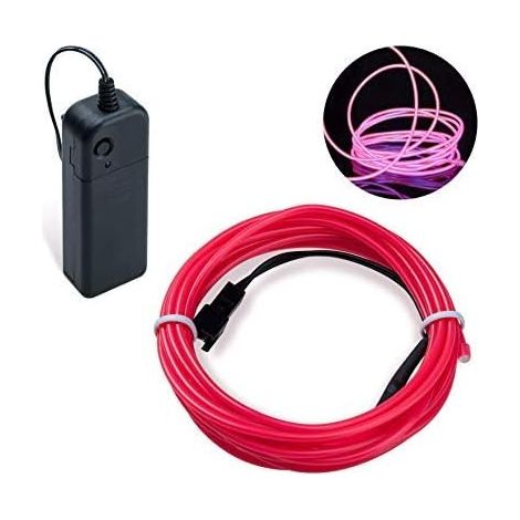 LED String Lights, Neon Flexible Luminous Battery Operated Decoration for Party/Christmas/Birthday/Evening/Wedding, 3 Lighting Modes with Remote Control, Waterproof Indoor (Pink, 5M) (1/5)